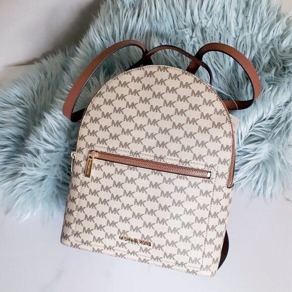 NWT MICHAEL Michael Kors brown & cream convertible backpack handbag - Picture 2 of 9